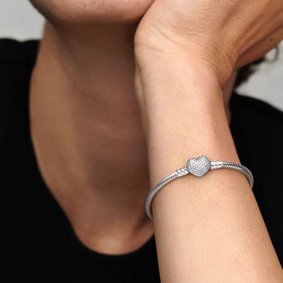 Lirvea Moments Schlangen-Gliederarmband mit Funklendem Herz-Verschluss