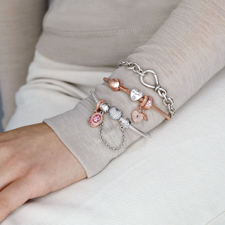 Lirvea Moments Schlangen-Gliederarmband mit Funklendem Herz-Verschluss