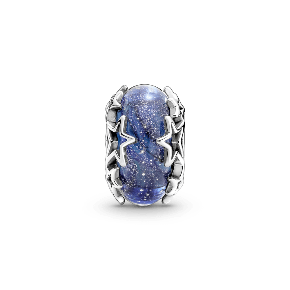 Stars and galaxy blue Murano glass