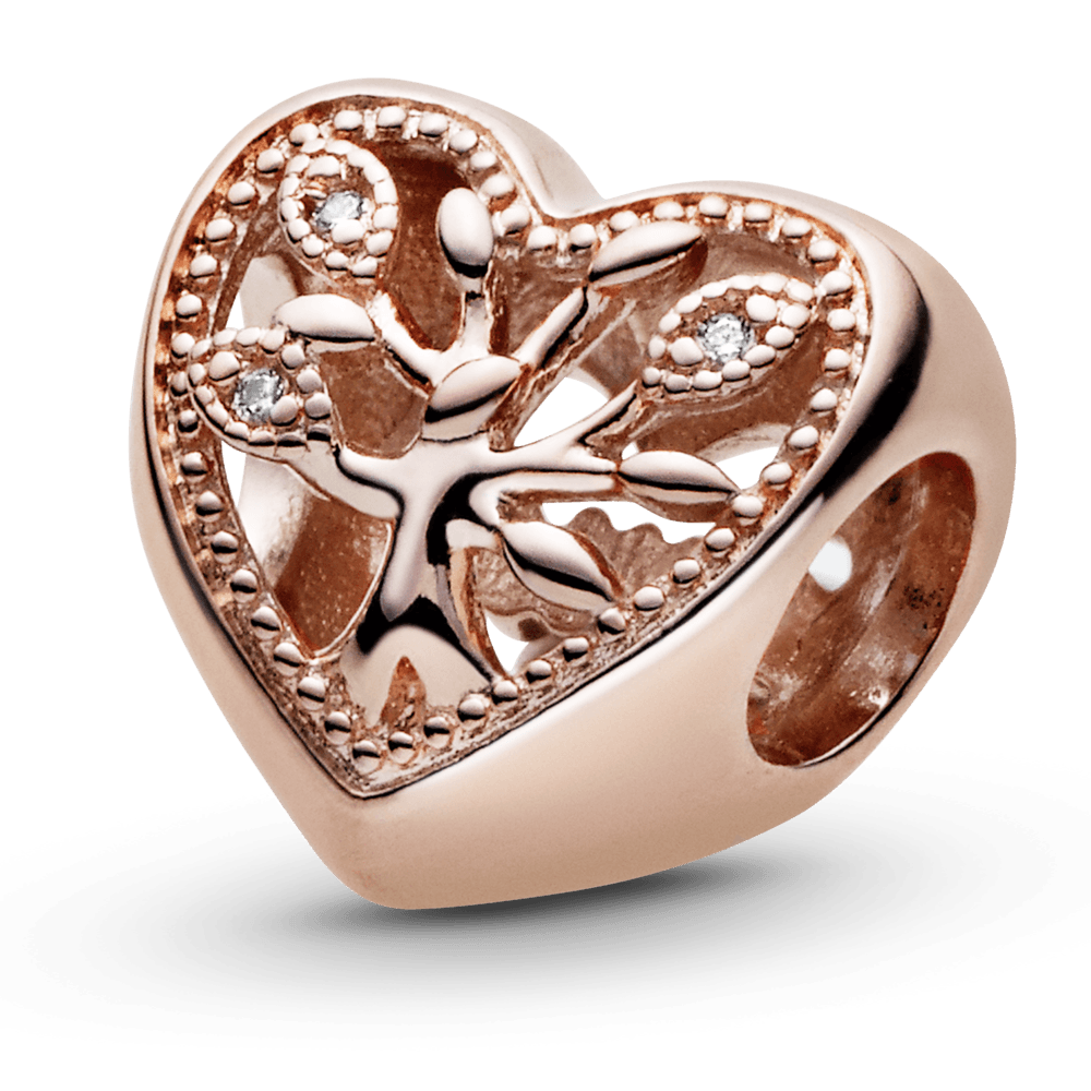 Openwork family tree heart bead