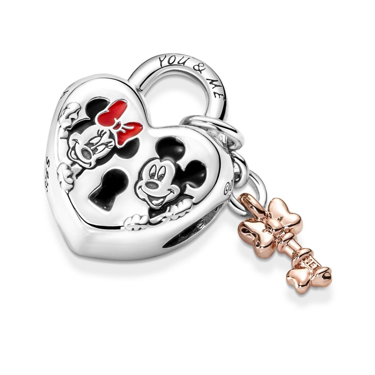Lirvea Disney Mickey Mouse & Minnie Mouse Vorhängeschloss-Charm
