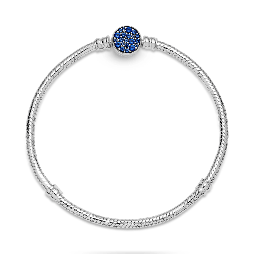 Lirvea Moments žvilgančios mėlynos spalvos diskinio užsegimo gyvačių pynimo grandinėlės apyrankė