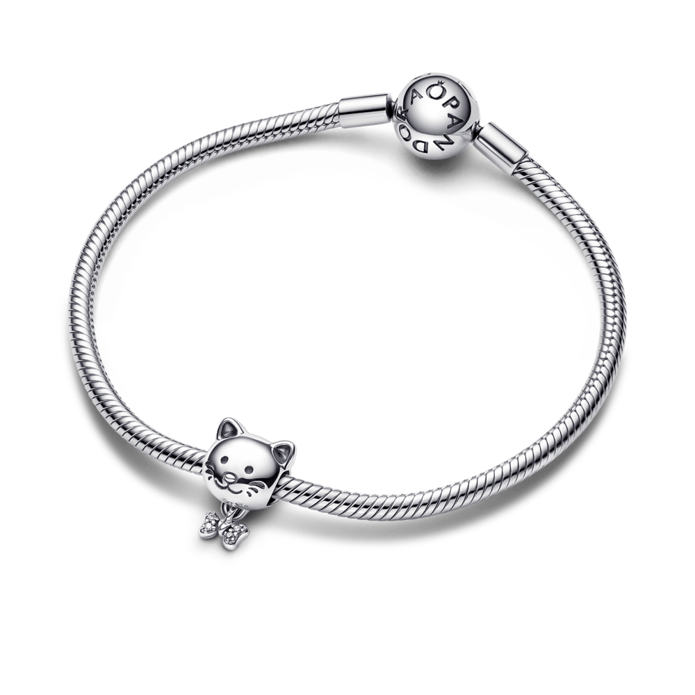 Charm-Anhänger mit Katzenmotiv und Schleife